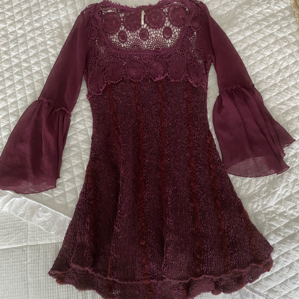Free People Burgundy Lace Dress